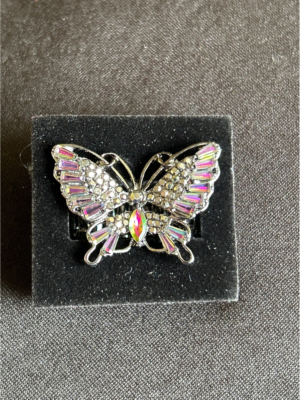 Butterfly Rhinestone Stretch Ring with Multicolor Crystals